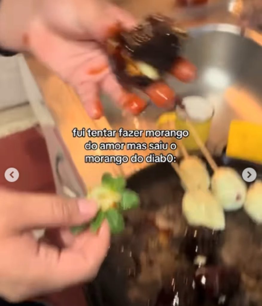Receita de morango do amor que falhou — Foto: Reprodução