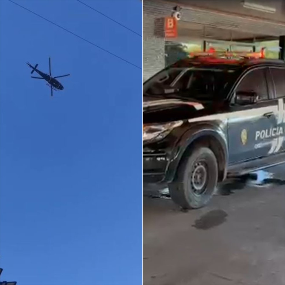 Helicóptero da Sesed foi acionado; suspeitos baleados chegaram a ser levados para o Walfredo Gurgel, mas morreram — Foto: Foto 1: Redes sociais | Foto 2: Kleber Teixeira/Inter TV Cabugi