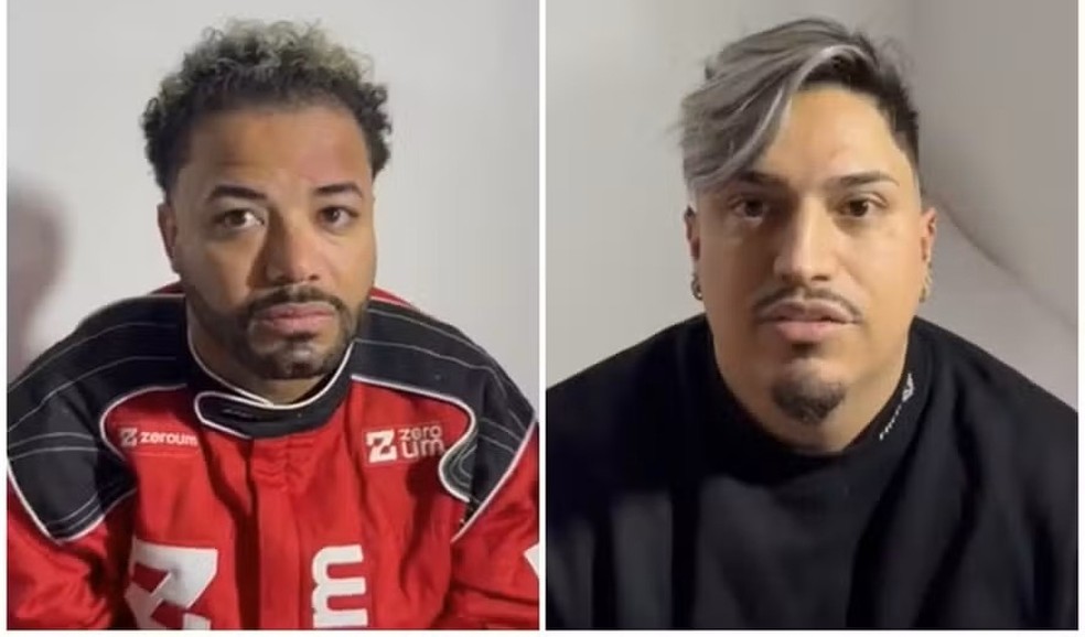 O influencer paraibano Hytalo Santos e o marido dele, Israel Nata Vicente, presos preventivamente nesta sexta-feira (15) em uma casa em Carapicuíba, na Grande São Paulo. — Foto: Reprodução/TV Globo