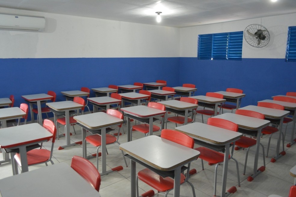 Sala de aula vazia em escola municipal de Patos, PB — Foto: Prefeitura de Patos/Divulgação