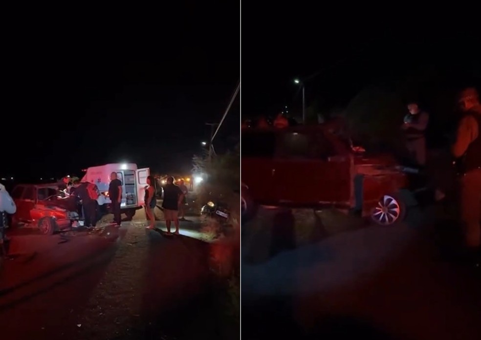 Homem morre e quatro pessoas ficam feridas após carros baterem de frente em Grossos, RN — Foto: Reprodução