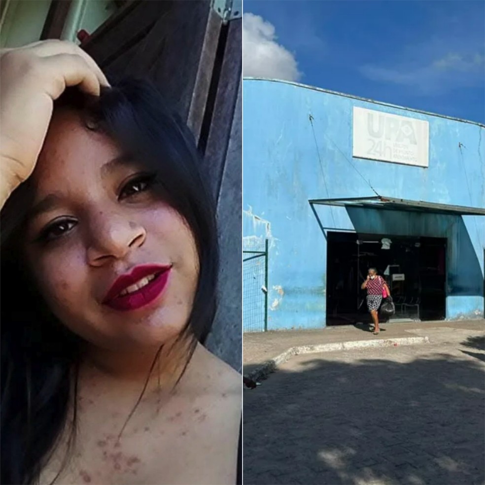 Gabriely Barbosa de Melo foi atendida na UPA Potengi, em Natal — Foto: Foto 1: Cedida | Foto 2: Lucas Cortez/Inter TV/ARQUIVO