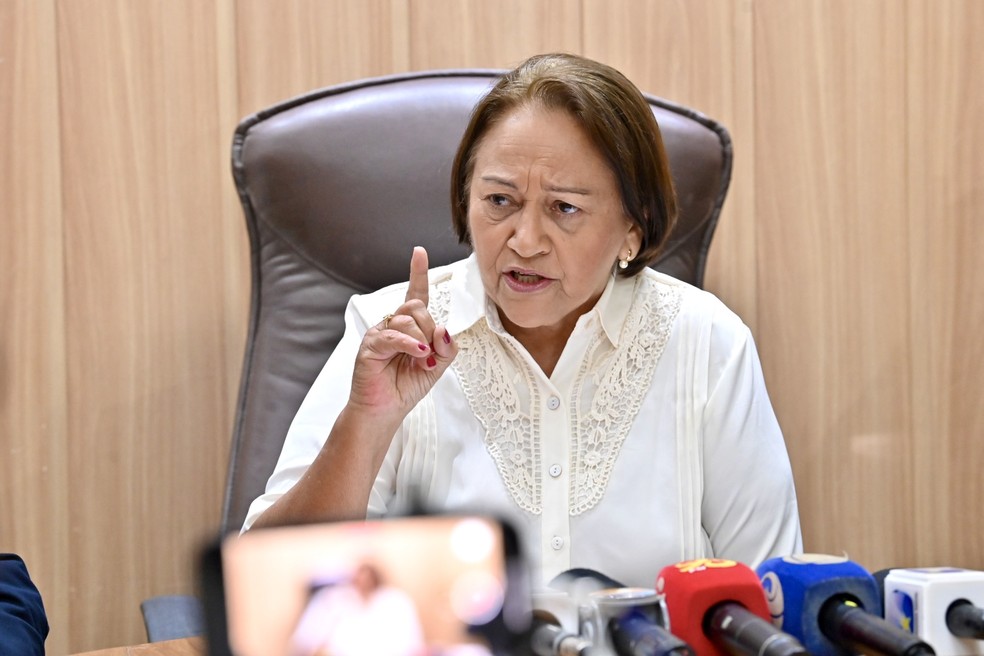 Governadora do Rio Grande do Norte, Fátima Bezerra (PT), em entrevista coletiva — Foto: Eduardo Maia