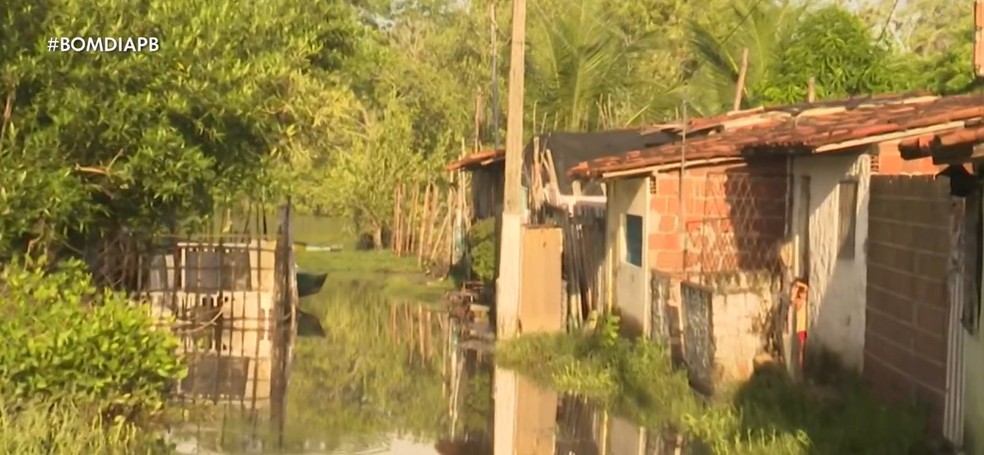 Comunidade ribeirinha de Bayeux tem casas invadidas pela água após aumento do nível do Rio Paraíba — Foto: Reprodução / TV Cabo Branco
