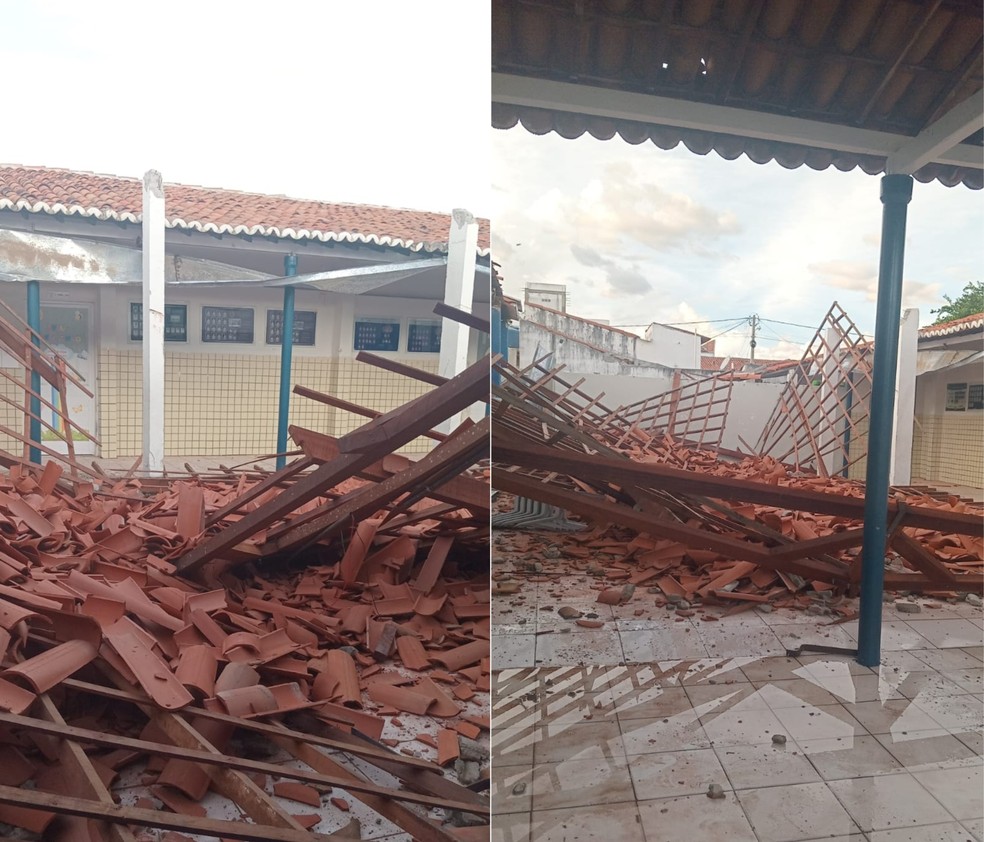 Teto de escola desabou em São Fernando, no interior do RN — Foto: Redes sociais