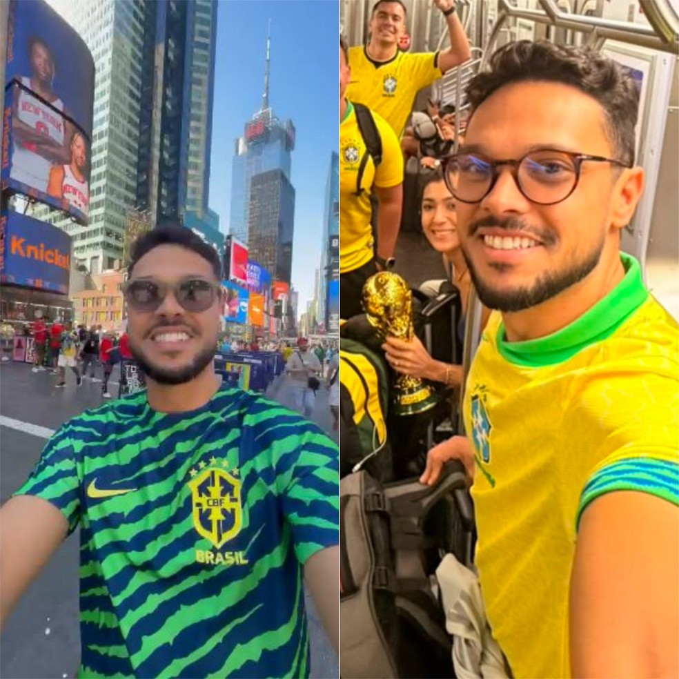 Engenheiro Leandro Cabral viajou para assistir estreia do Brasil — Foto: Cedida