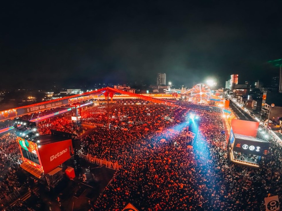 Parque do Povo lotado no São João 2026 de Campina Grande em noite de Zé Vaqueiro e Felipe Amorim — Foto: Divulgação/Leydson Jackson