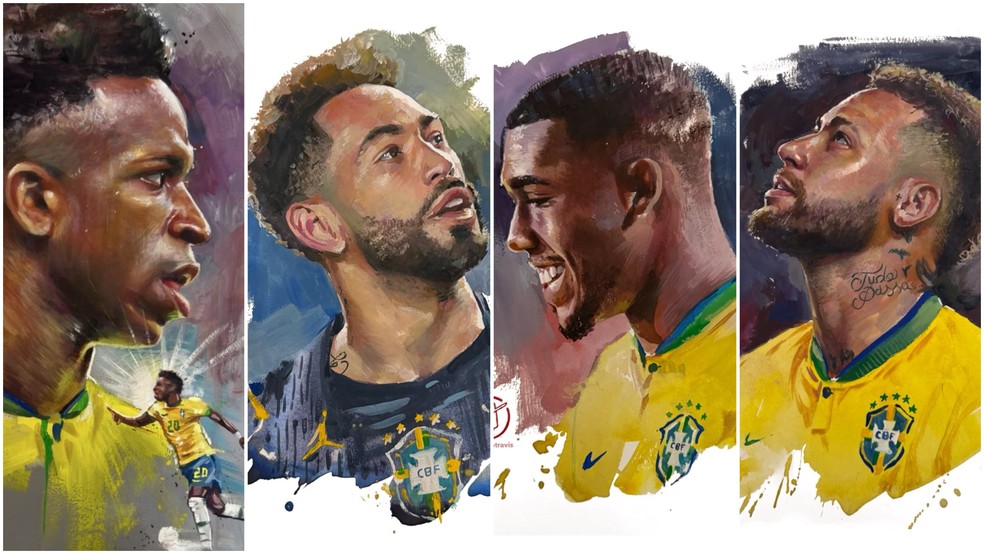 Artista utiliza guache e lápis de cor nas ilustrações — Foto: Reprodução/@fernandotravis