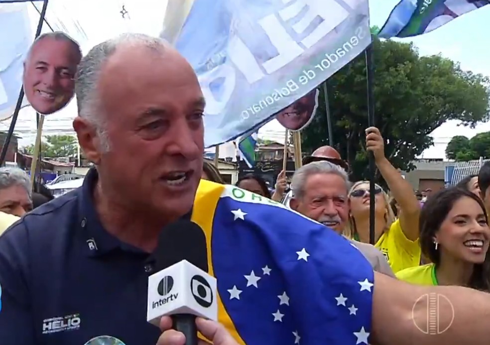 Coronel Hélio, candidato ao Senado pelo PL, no Rio Grande do Norte — Foto: Reprodução/Inter TV Cabugi