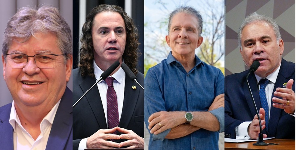 João Azevêdo, Veneziano Vital, Nabor Wanderley e Marcelo Queiroga, candidatos ao Senado pela Paraíba — Foto: Arte/g1