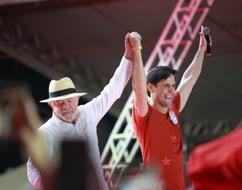 Candidato a presidência e atual presidente Luiz Inácio Lula da Silva, ao lado do candidato ao senado Rafael Motta. Foto — ©Assessoria.