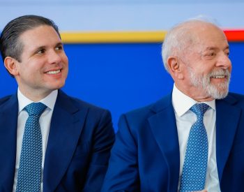Hugo Motta declara apoio a campanha de Lula à reeleição ao governo — Foto: SEAUD/PR