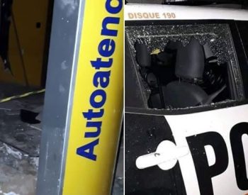 Criminosos destroem viaturas e metralham bases da PM à casa ataque a banco no Interior do Ceará.