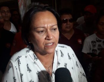 Fátima Bezerra diz que tomará medidas para conseguir pagar os salários dos servidores a partir de 2019 — Foto: Heloisa Guimarães/Inter TV Cabugi