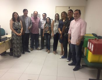 Presidente da Câmara Municipal de Jardim do Seridó Iron Lucas Júnior, a prefeita de Ouro Branco Dra. Fátima a Diretora-geral do TRE/RN Dra. Flávia, o Secretário de Tecnologia da Informação e Comunicação, Marcos Maia, novo juiz da 23ª Zona Eleitoral Dr. Vieira. Foto - Divulgação.