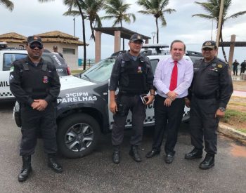 Cabo Adriano, subtenente Franklin, deputado Nelter Queiroz e Major Moacir Galdino. ( Foto: Assessoria )