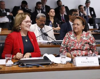Zenaide Maia e a governadora durante audiência