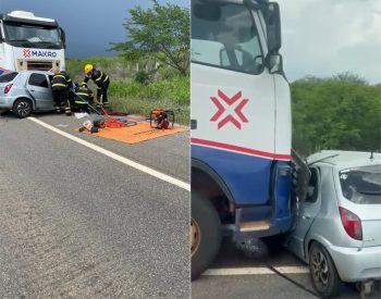 Acidente deixou três mortos no RN — Foto: Foto 1: Corpo de Bombeiros | Foto 2: Redes sociais