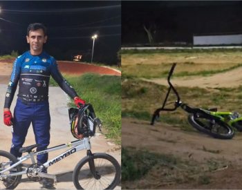 Junior Banana morreu após acidene em treino — Foto: Foto 1: Divulgação | Foto 2: Reprodução/Giro Polical
