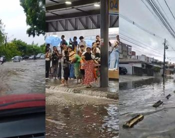 Fortes chuvas causam alagamentos em João Pessoa nesta quarta (8) — Foto: Reprodução/TV Cabo Branco