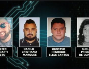 Os quatro suspeitos de ataque hacker presos pela PF na semana passada — Foto: Reprodução/TV Globo