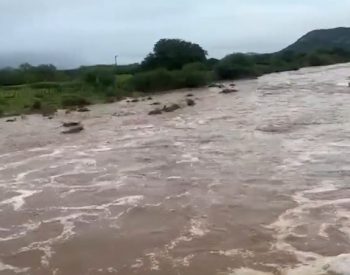 Barragem da Farinha, no Sertão da PB, sai de 2% para mais de 57% de volume de água em dois dias — Foto: Reprodução/TV Cabo Branco