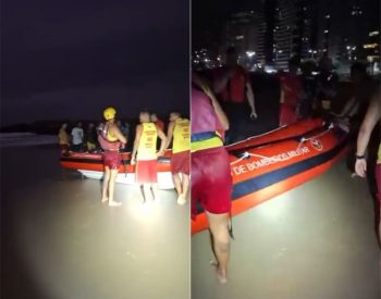 Embarcação virou a 1km da costa de Natal. Resgate aconteceu na Praia de Miami — Foto: Divulgação