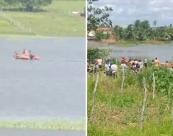 Buscas realizadas em lagoa por adolescente que caiu de moto aquática no RN. Foto — ©Reprodução.
