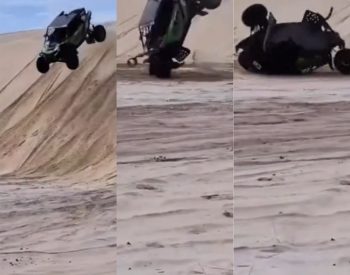 Veículo UTV capotou em disputa de rally na Grande Natal — Foto: Divulgação