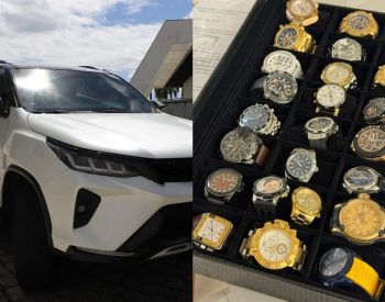 Carro e relógio apreendidos em operação da PF — Foto: Divulgação/PF