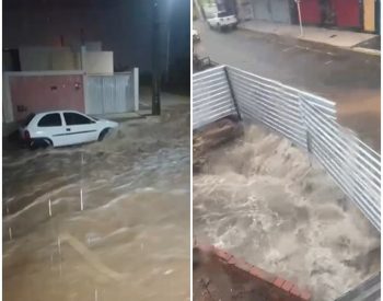 Chuvas causaram alagamentos em Cajazeiras — Foto: Reprodução/TV Paraíba