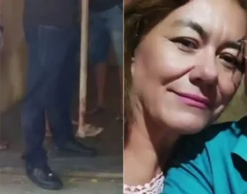 Enxada usada no crime sendo recolhida pelo Itep; e a vítima do crime Edilene Nicássia da Costa, de 51 anos. Foto — © Reprodução/Inter TV Cabugi.
