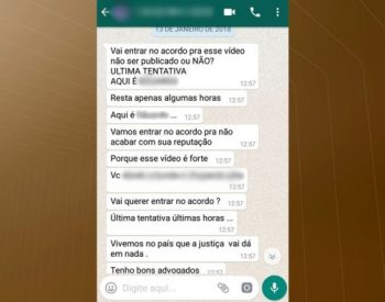 Foto da conversa do acusado tentando extorquir dinheiro da vítima.