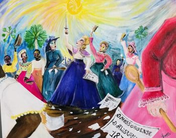 Quadro do artista Isaías Medeiros retrata o episódio do Motim das Mulheres — Foto: Coleção de Isaías Medeiros