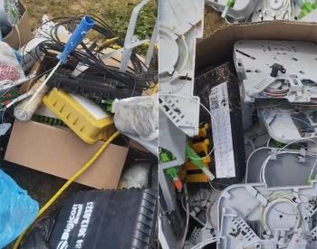 Caixas de internet foram arrancadas dos postes em bairros de Natal — Foto: Redes sociais