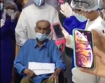 Idoso de 99 anos recebe alta de hospital em Natal após tratar Covid-19. — Foto: Reprodução