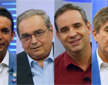 Quatro candidatos participaram do debate — Foto: Band RN/Reprodução
