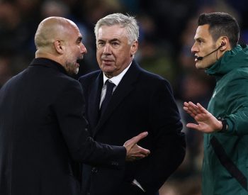 Pep Guardiola e Carlo Ancelotti. Foto — ©Getty Images.