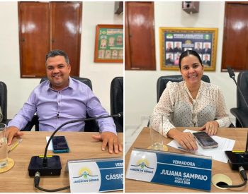 Vereador Cássio de Zequinha – (PP) e a Vereadora Juliana Sampaio – (REPUBLICANOS). Foto — ©Assessoria.
