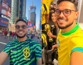 Engenheiro Leandro Cabral viajou para assistir estreia do Brasil — Foto: Cedida
