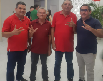 Vereador e Presidente da Camara Cassio Medeiros, José Lúcio (Zequinha Barbosa) presidente da comissão municipal, Valdemir Sales (Algaroba) Secretario Geral e Helber Lima Secretario Adjunto. Foto —© Divulgação.