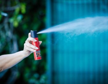 Mulher joga spray de pimenta — Foto: Bruno Collaço/Agência Alesc/Divulgação