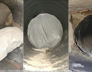 Tubulações tampadas na estrutura da drenagem da praia de Ponta Negra — Foto: Reprodução