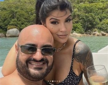 A modelo, Marcela Ellen Paiva Martins, 31 anos e a vítima o empresário Jordan Guimarães Lombardi, de 40 anos. Foto — ©Reprodução.