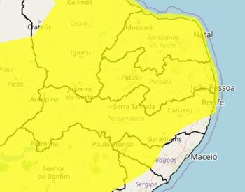 Áreas afetadas pelo vendaval na Paraíba, de acordo com o Inmet — Foto: Inmet/Internet