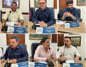 Presidente da Câmara vereador Ozires Neto – (PP), vereadora Jarbas de Dito – (REPUBLICANOS), vereador Ronaltty Neri – (PP), vereador Cássio de Zequinha – (PP), vereadora Juliana Sampaio – (REPUBLICANOS) e o vereador Emerson da Saúde – (REPUBLICANOS). Foto — ©Reprodução.