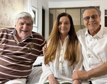 Aluízio Alves Filho ao lado dos irmãos Ana Catarina e Henrique Eduardo Alves — Foto: Heitor Gregório/Cedida