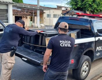 Operação da Polícia Civil de Mamanguape que apreendeu máquinas de caça-níqueis irregulares — Foto: Foto: Reprodução Polícia Civil